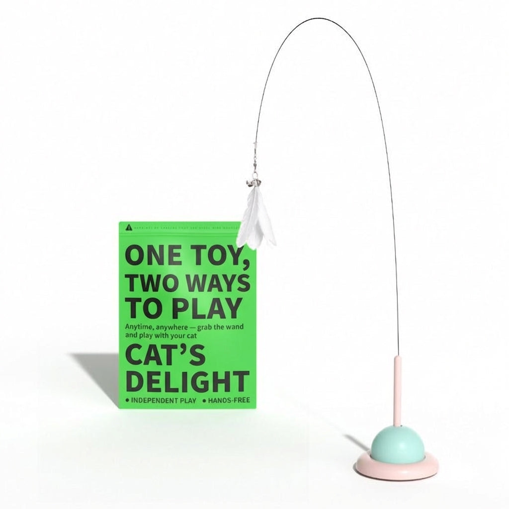 Suction cup cat teaser toy with steel wire and feather attachment - image 2