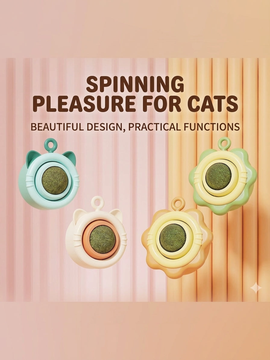 Wall mounted 4-in-1 catnip ball spinning toy for cats - image 3