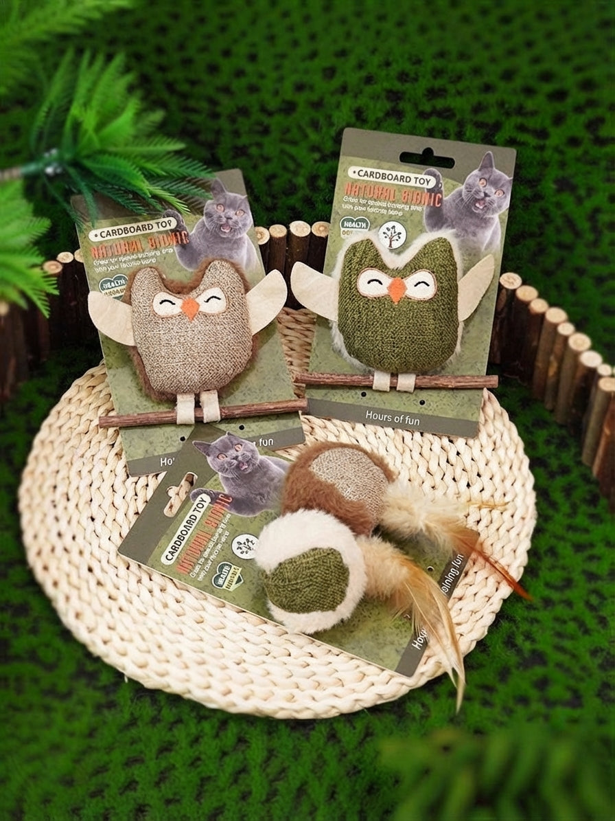 Matatabi cat toy set with catnip feathers and chew sticks