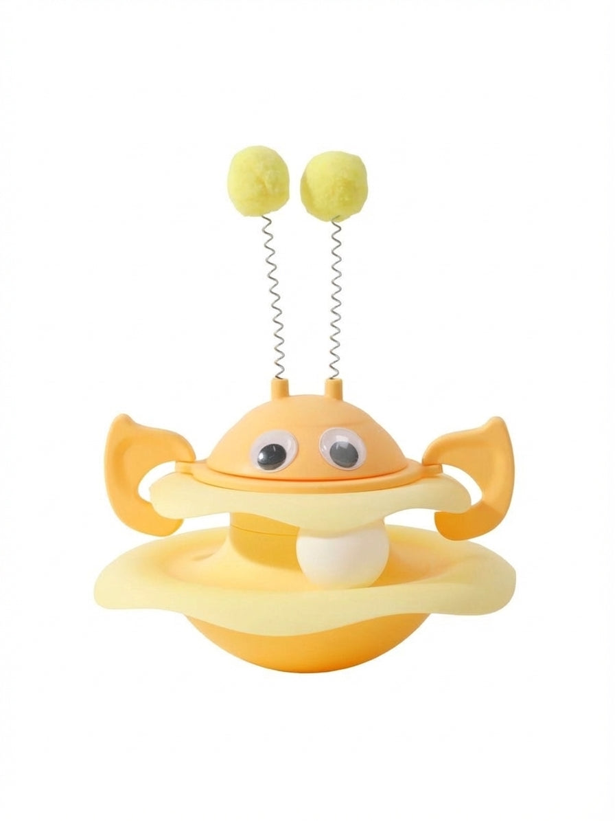 Bee shaped cat tumbler toy with track ball