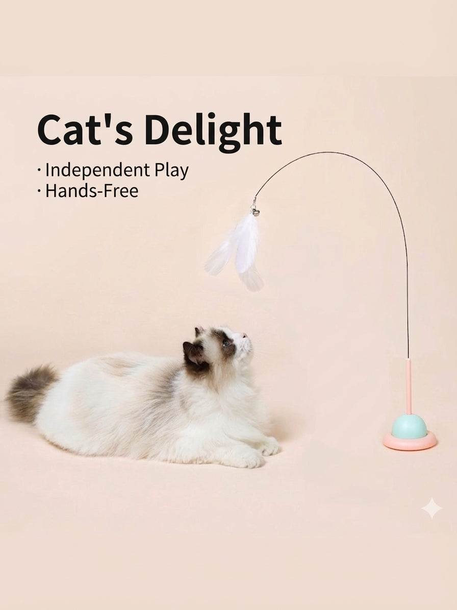 Suction cup cat teaser toy with steel wire and feather attachment - image 3