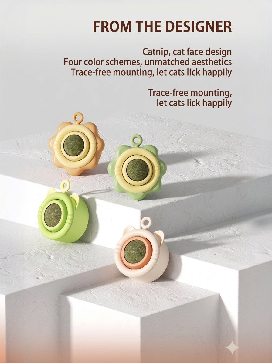 Wall mounted 4-in-1 catnip ball spinning toy for cats - image 5