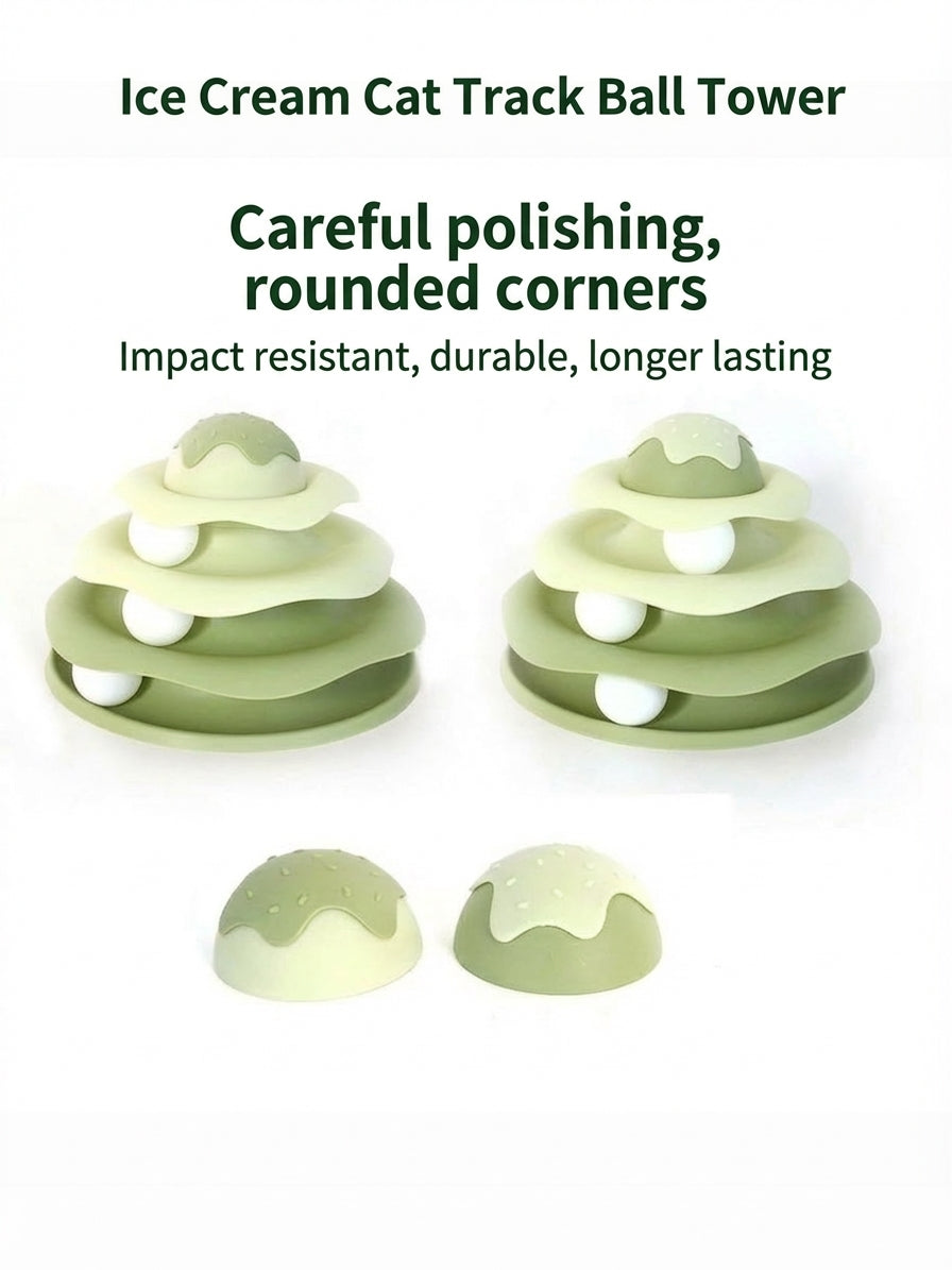 Ice cream shaped 3-level cat track ball tower toy - image 3