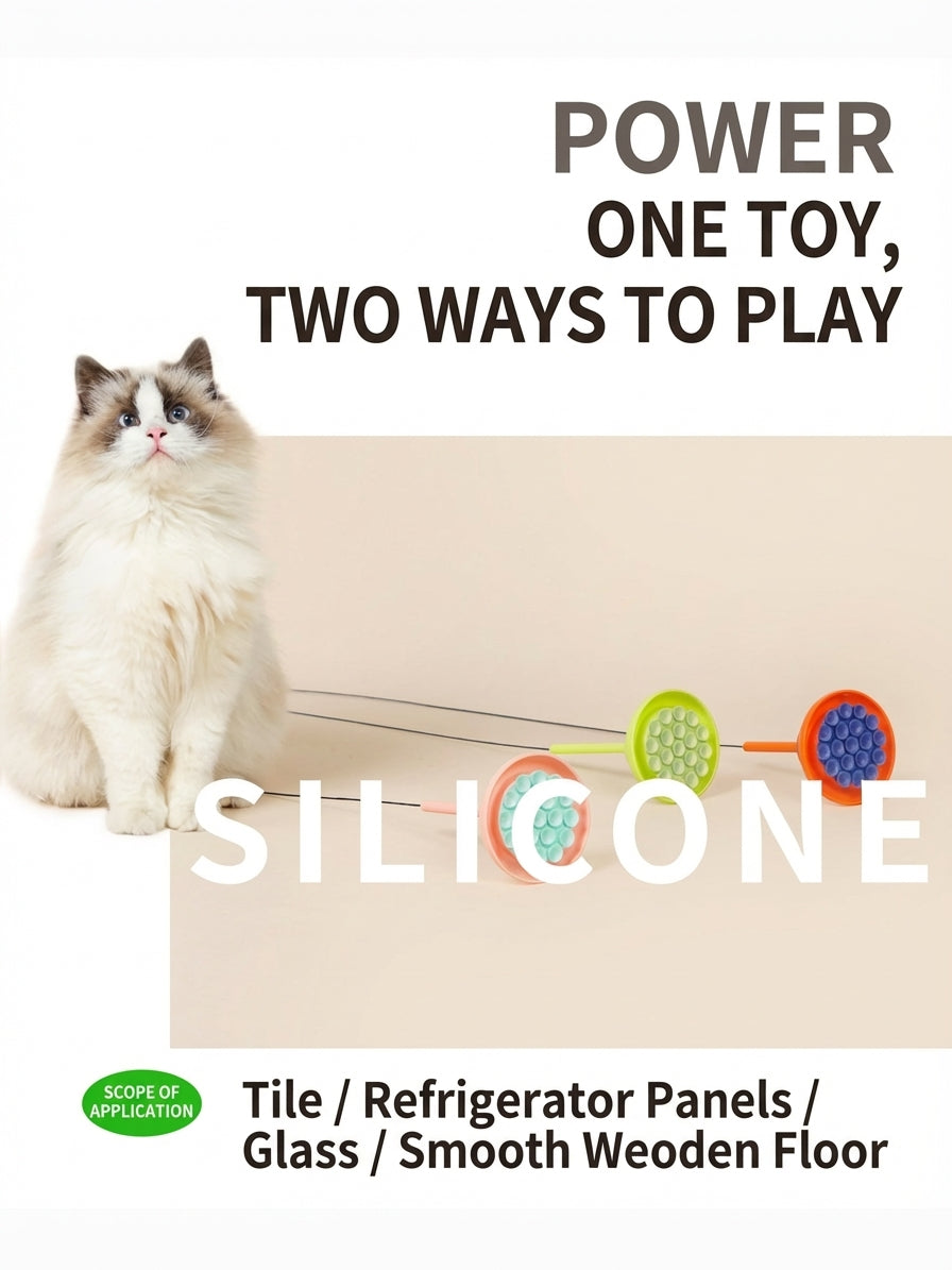 Suction cup cat teaser toy with steel wire and feather attachment - image 4