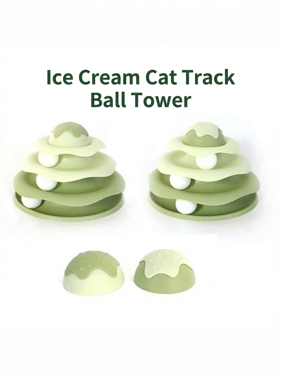 Ice cream shaped 3-level cat track ball tower toy - image 4