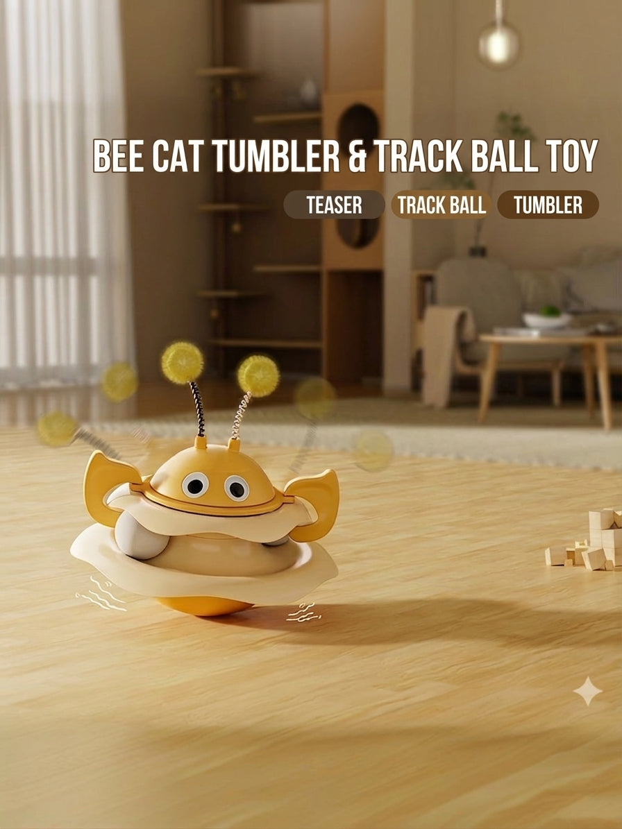 Bee shaped cat tumbler toy with track ball - image 4