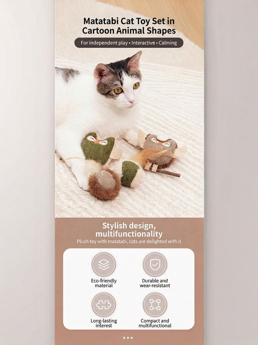 Matatabi cat toy set with catnip feathers and chew sticks - image 6