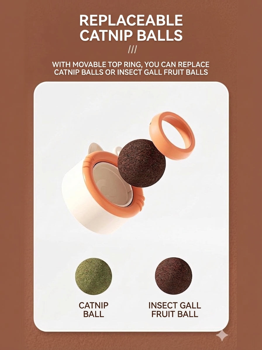 Wall mounted 4-in-1 catnip ball spinning toy for cats - image 7