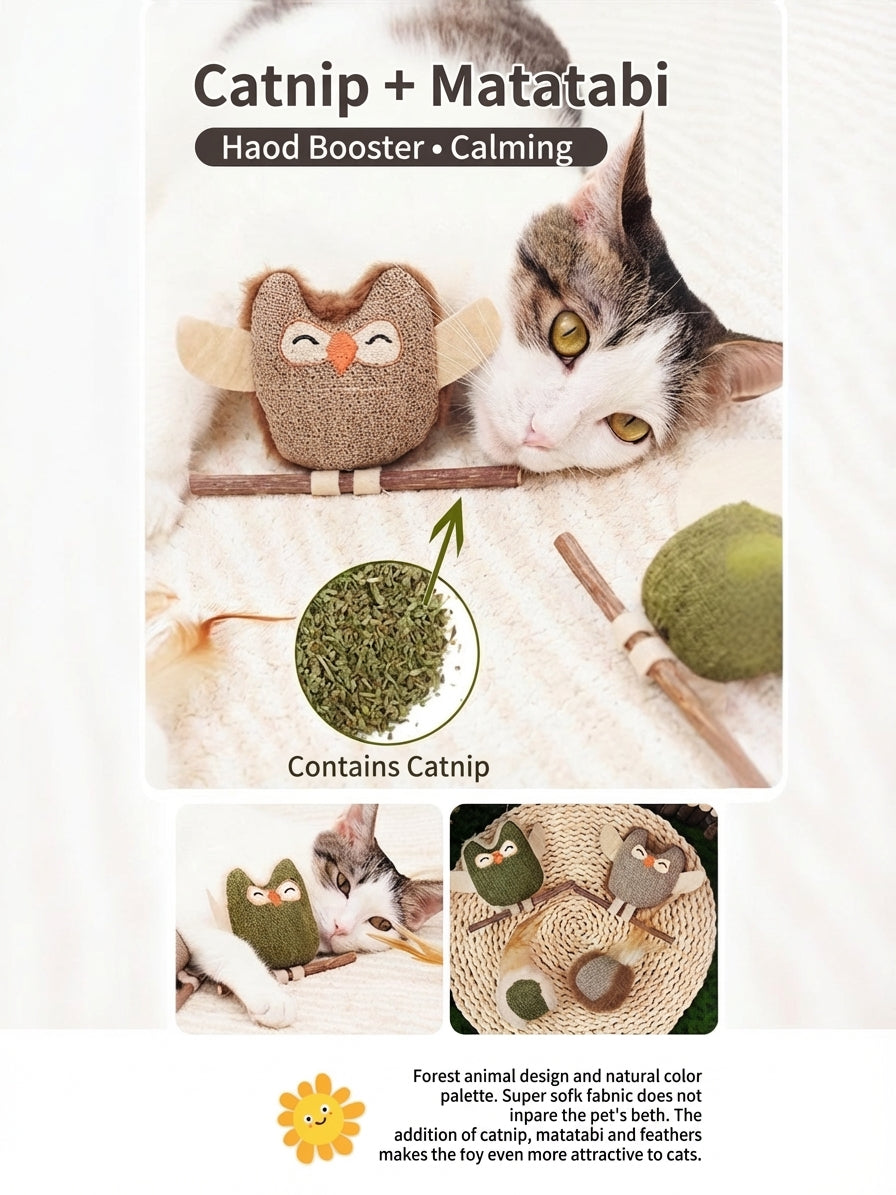 Matatabi cat toy set with catnip feathers and chew sticks - image 8